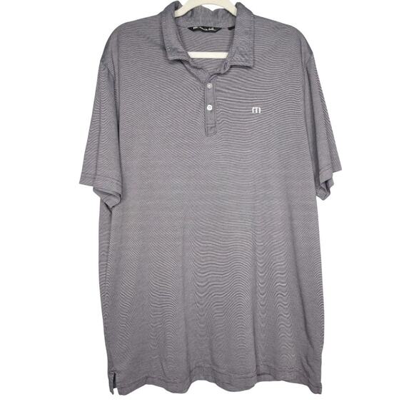 Travis Matthew Mens Performance Golf Cotton Blend Purple Striped Logo Polo 2XL - Picture 1 of 7